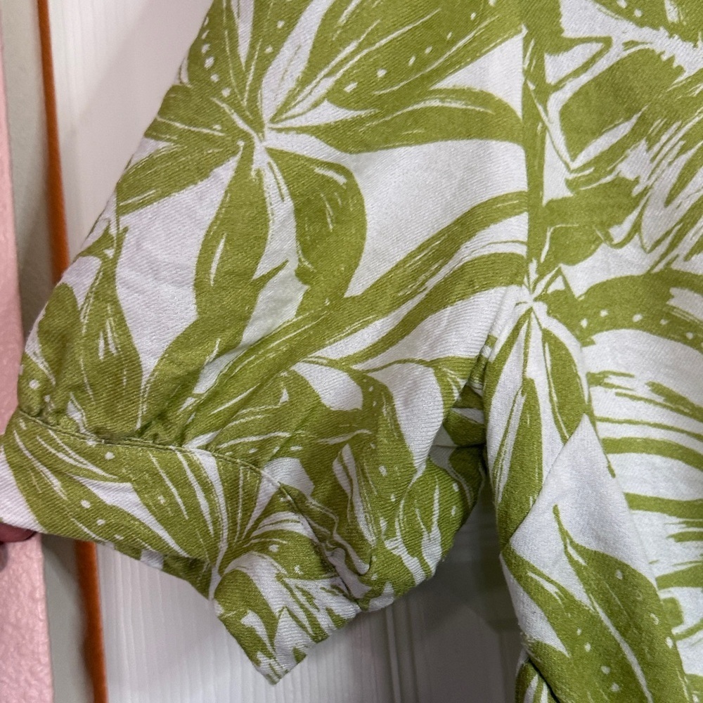 Rachel Parcell Green Leaf Print Mini Dress with waist ties size S - Picture 7 of 13
